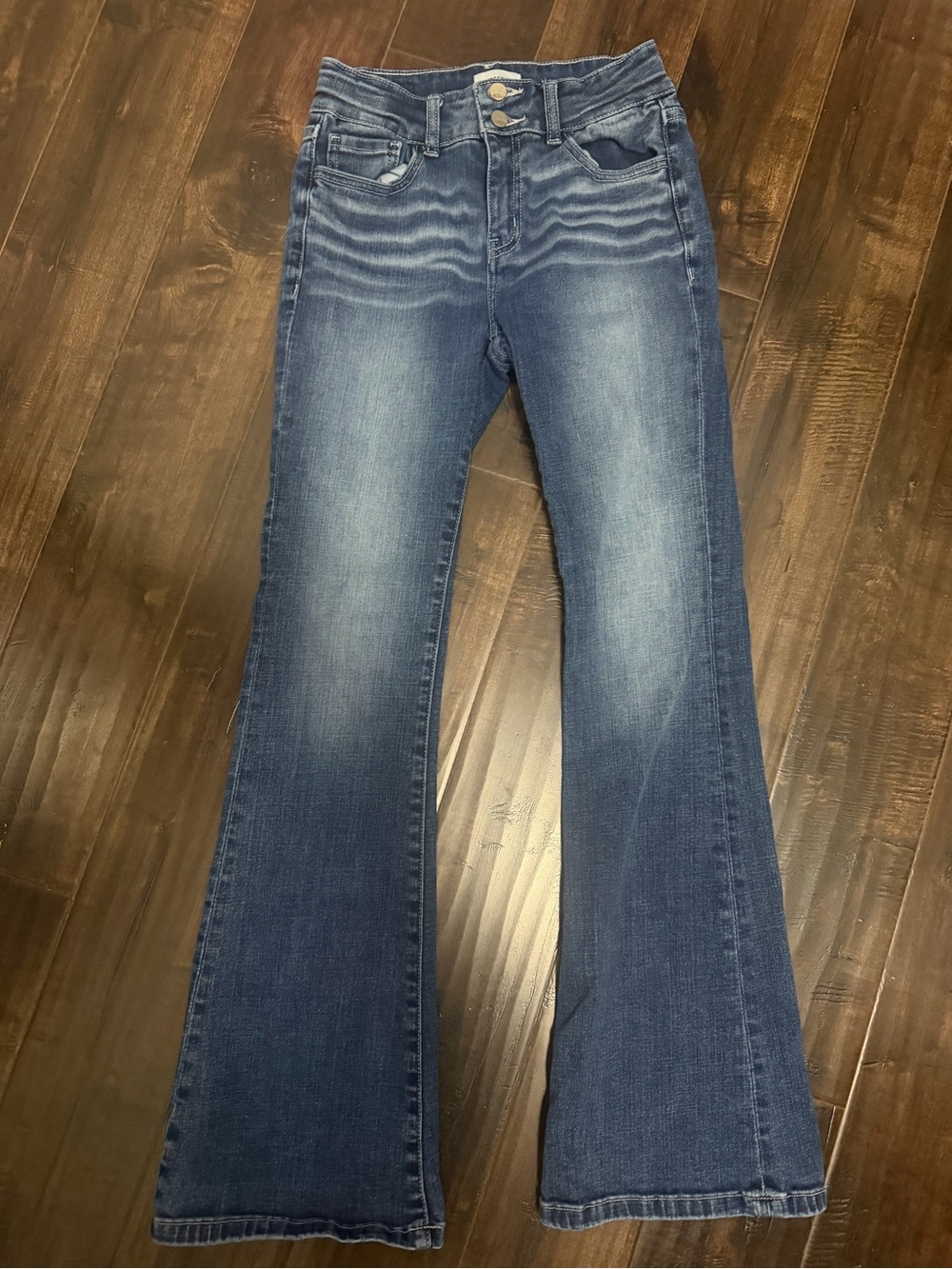 BKE Youth Girls High Rise Flare Blue Denim Jeans - Size 16 Regular
